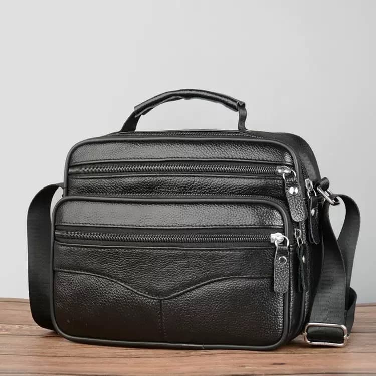 Nouvelle sacoche homme tendance, format horizontal carré, en cuir véritable, style professionnel et élégant