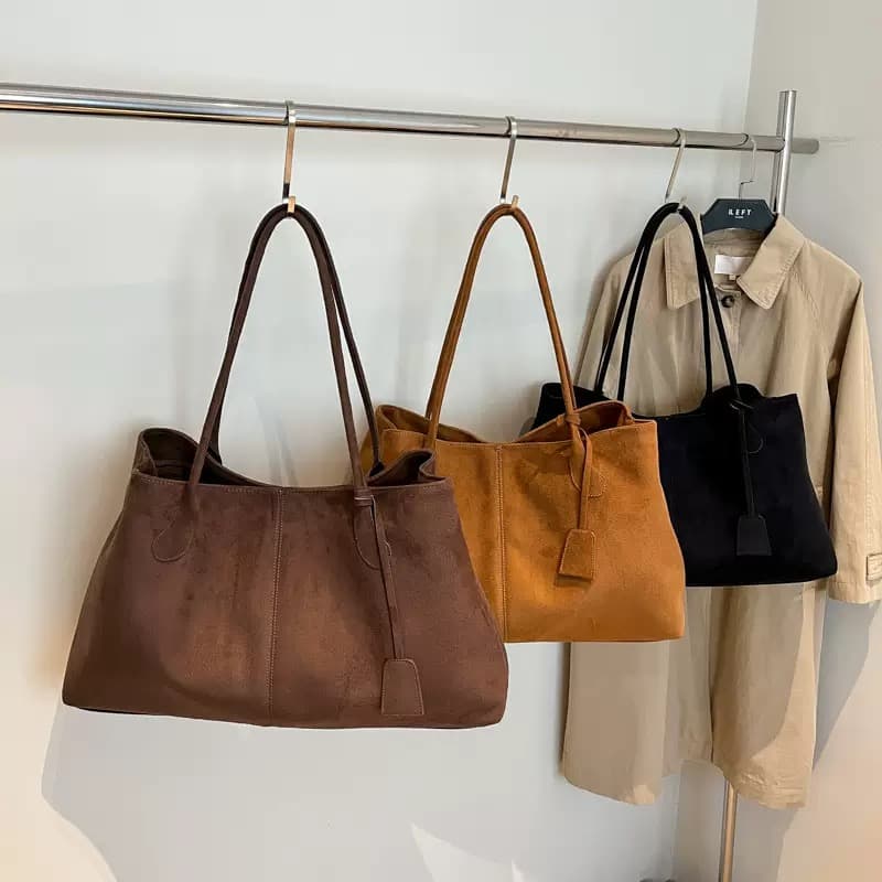 Nouveau sac cabas tendance pour femme, collection automne, grande capacité, style rétro, en suédine, idéal pour le travail et les déplacements, porté sous le bras